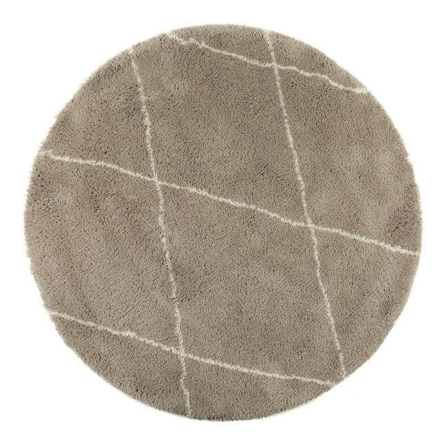 Berber Rond vloerkleed hoogpolig Grijs/Beige/Zand/Cream - scandinavisch - nea - Vloerkledenloods