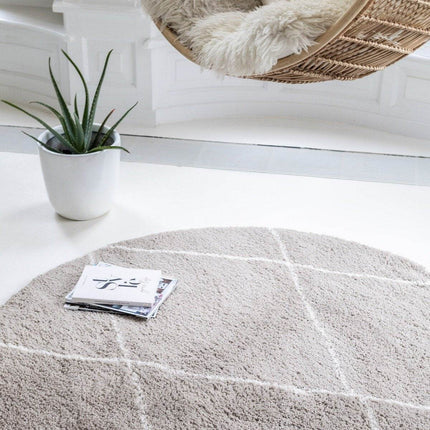 Berber Rond vloerkleed hoogpolig Grijs/Beige/Zand/Cream - scandinavisch - nea - Vloerkledenloods
