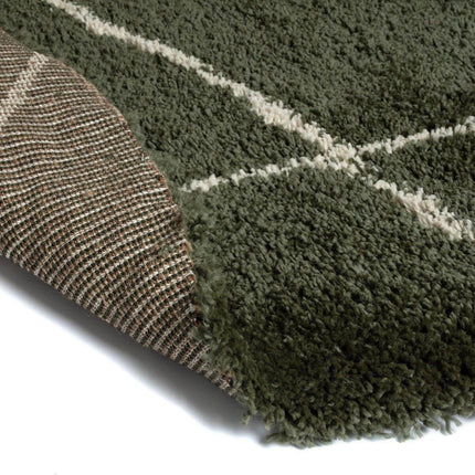 Berber Rond vloerkleed hoogpolig Groen/Cream - scandinavisch - nea - Vloerkledenloods