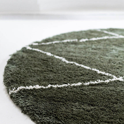 Berber Rond vloerkleed hoogpolig Groen/Cream - scandinavisch - nea - Vloerkledenloods