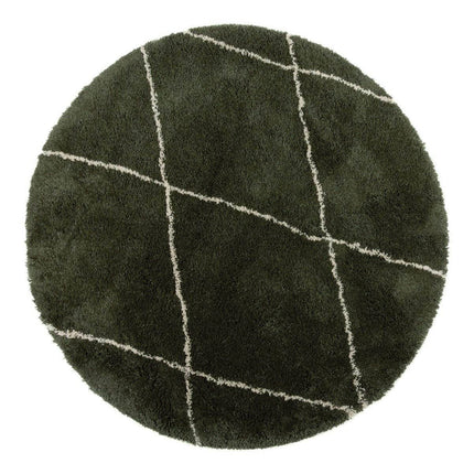Berber Rond vloerkleed hoogpolig Groen/Cream - scandinavisch - nea - Vloerkledenloods