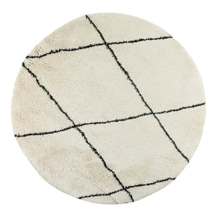 Berber Rond vloerkleed hoogpolig Wit/Zwart - scandinavisch - nea - Vloerkledenloods