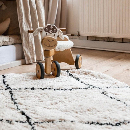 Berber Rond vloerkleed hoogpolig Wit/Zwart - scandinavisch - nea - Vloerkledenloods