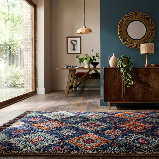 Berber Vloerkleden - Flair Rugs vloerkleed Jakob Shaggy Marineblauw - Vloerkledenloods