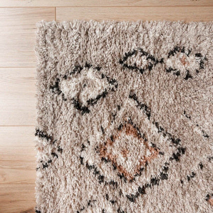 Berber Vloerkleed Hoogpolig Grijs/Beige - Ikat - Vloerkledenloods