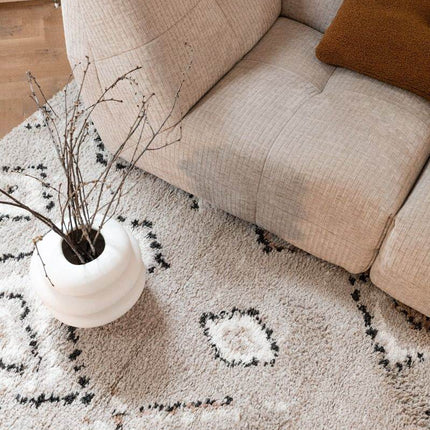 Berber Vloerkleed Hoogpolig Grijs/Beige - Ikat - Vloerkledenloods