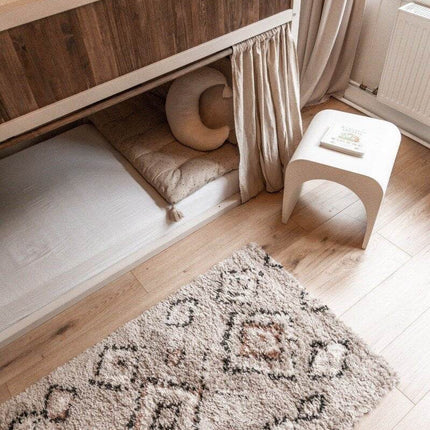 Berber Vloerkleed Hoogpolig Grijs/Beige - Ikat - Vloerkledenloods