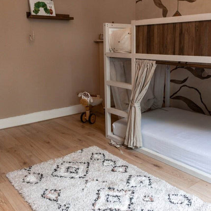 Berber Vloerkleed Hoogpolig Grijs/Beige - Ikat - Vloerkledenloods