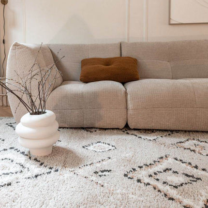 Berber Vloerkleed Hoogpolig Grijs/Beige - Ikat - Vloerkledenloods