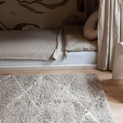 berber vloerkleed hoogpolig grijs/beige/zand/cream - scandinavisch - nea - Vloerkledenloods