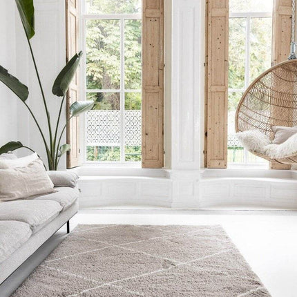 berber vloerkleed hoogpolig grijs/beige/zand/cream - scandinavisch - nea - Vloerkledenloods