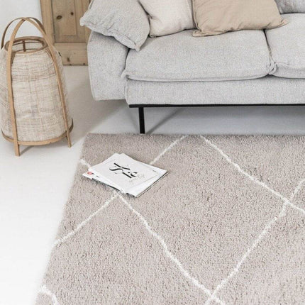 berber vloerkleed hoogpolig grijs/beige/zand/cream - scandinavisch - nea - Vloerkledenloods