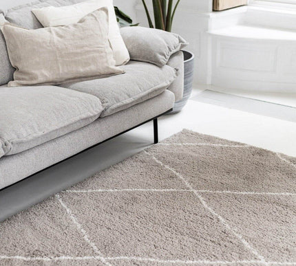 berber vloerkleed hoogpolig grijs/beige/zand/cream - scandinavisch - nea - Vloerkledenloods