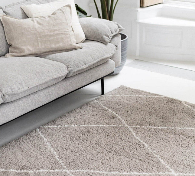 berber vloerkleed hoogpolig grijs/beige/zand/cream - scandinavisch - nea - Vloerkledenloods