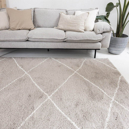 berber vloerkleed hoogpolig grijs/beige/zand/cream - scandinavisch - nea - Vloerkledenloods