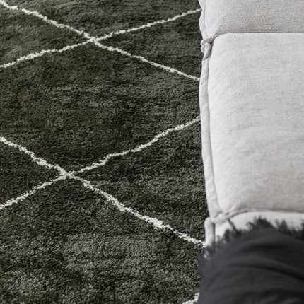 Berber vloerkleed hoogpolig Groen/Cream - scandinavisch - nea - Vloerkledenloods