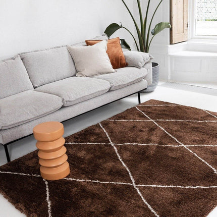 berber vloerkleed hoogpolig roest/cream - scandinavisch - nea - Vloerkledenloods