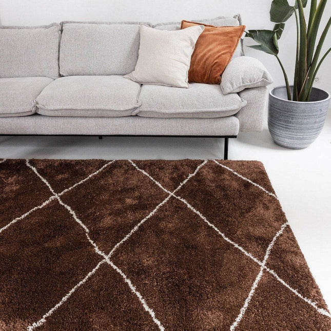 berber vloerkleed hoogpolig roest/cream - scandinavisch - nea - Vloerkledenloods