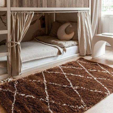 berber vloerkleed hoogpolig roest/cream - scandinavisch - nea - Vloerkledenloods
