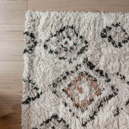 Berber Vloerkleed Hoogpolig Wit - Ikat - Vloerkledenloods