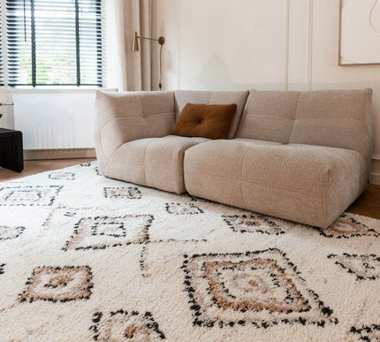 Berber Vloerkleed Hoogpolig Wit - Ikat - Vloerkledenloods