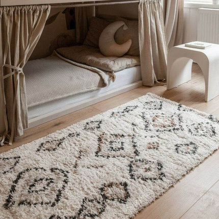 Berber Vloerkleed Hoogpolig Wit - Ikat - Vloerkledenloods