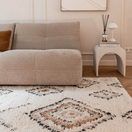 Berber Vloerkleed Hoogpolig Wit - Ikat - Vloerkledenloods