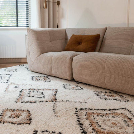 Berber Vloerkleed Hoogpolig Wit - Ikat - Vloerkledenloods