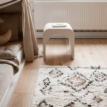 Berber Vloerkleed Hoogpolig Wit - Ikat - Vloerkledenloods