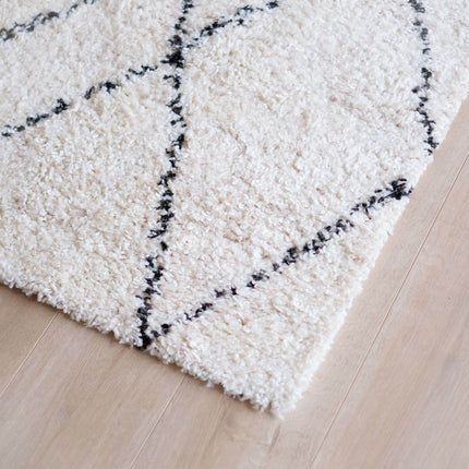 Berber Vloerkleed Hoogpolig Wit/Beige/Zwart - Allure - Vloerkledenloods