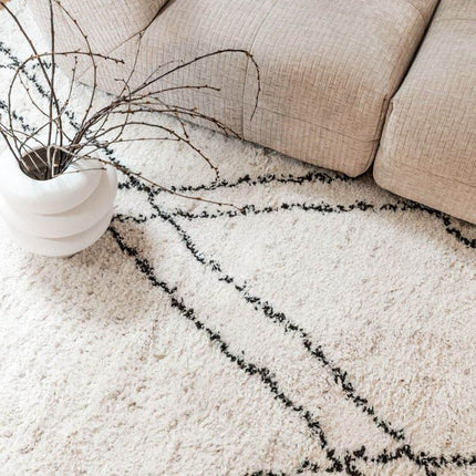 Berber Vloerkleed Hoogpolig Wit/Beige/Zwart - Allure - Vloerkledenloods