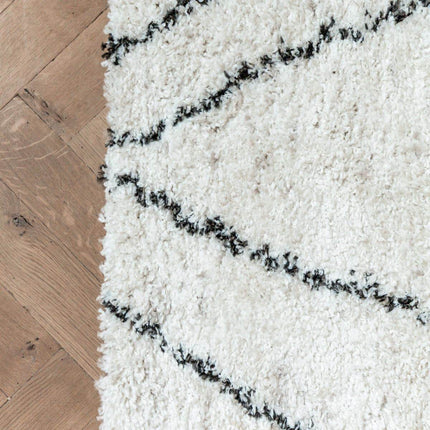 Berber Vloerkleed Hoogpolig Wit/Beige/Zwart - Allure - Vloerkledenloods