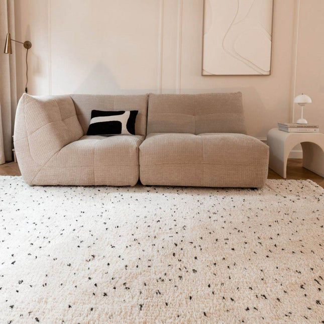 Berber Vloerkleed Hoogpolig Wit/Zwart - Dip - Vloerkledenloods