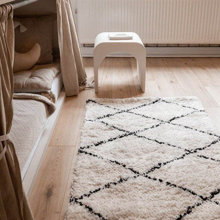 berber vloerkleed hoogpolig wit/zwart - scandinavisch - nea - Vloerkledenloods