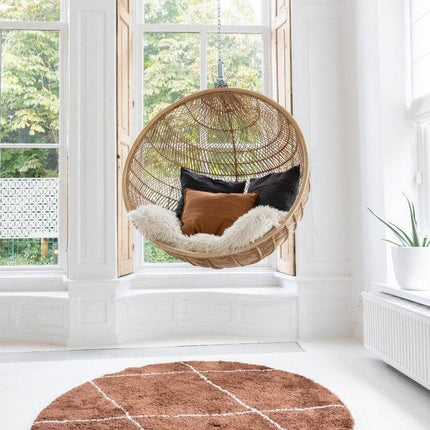 Berber vloerkleed rond hoogpolig Roest/Cream - scandinavisch - nea - Vloerkledenloods