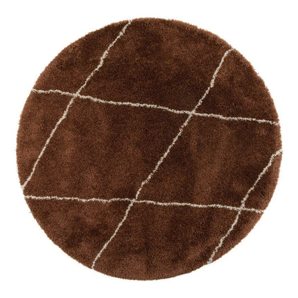 Berber vloerkleed rond hoogpolig Roest/Cream - scandinavisch - nea - Vloerkledenloods