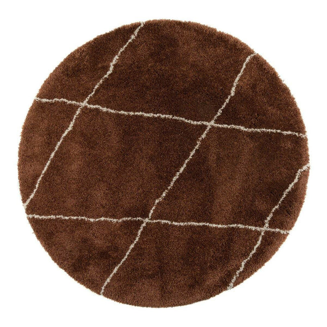 Berber vloerkleed rond hoogpolig Roest/Cream - scandinavisch - nea - Vloerkledenloods