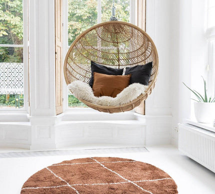Berber vloerkleed rond hoogpolig Roest/Cream - scandinavisch - nea - Vloerkledenloods