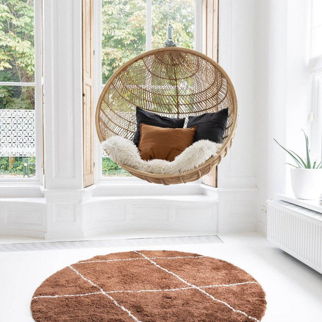 Berber vloerkleed rond hoogpolig Roest/Cream - scandinavisch - nea - Vloerkledenloods