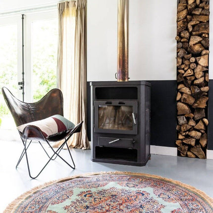 Vintage Vloerkleed Rond Brissac Groen met franjes - Tier