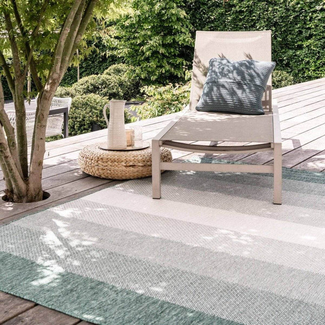 Buiten vloerkleed Boa - Groen/Wit - dubbelzijdig - EVA Interior - Vloerkledenloods