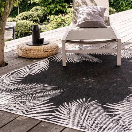 Buiten vloerkleed Leaf - Zwart - dubbelzijdig - EVA Interior - Vloerkledenloods