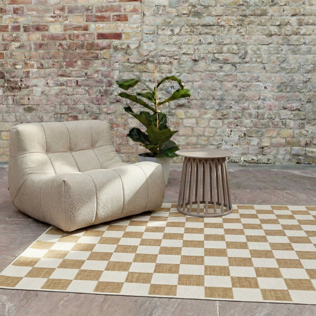 Buitenkleden - Buitenkleed Level blokken - checkerboard jute - Interieur05 - Vloerkledenloods