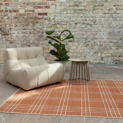 Buitenkleden - Buitenkleed Linear Roest/Wit - Interieur05 - Vloerkledenloods