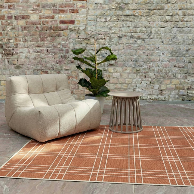 Buitenkleden - Buitenkleed Linear Roest/Wit - Interieur05 - Vloerkledenloods