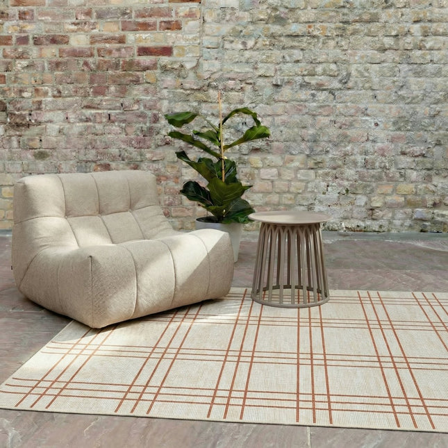 Buitenkleden - Buitenkleed Linear Roest/Wit - Interieur05 - Vloerkledenloods