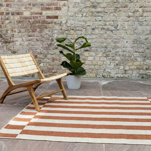 Buitenkleden - Buitenkleed Metro Stripe Roest/Wit - Interieur05 - Vloerkledenloods