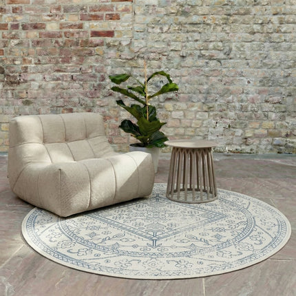 Buitenkleden - Rond buitenkleed Nova blauw - Interieur05 - Vloerkledenloods