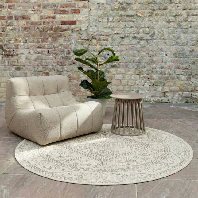 Buitenkleden - Rond buitenkleed Nova linnen - Interieur05 - Vloerkledenloods