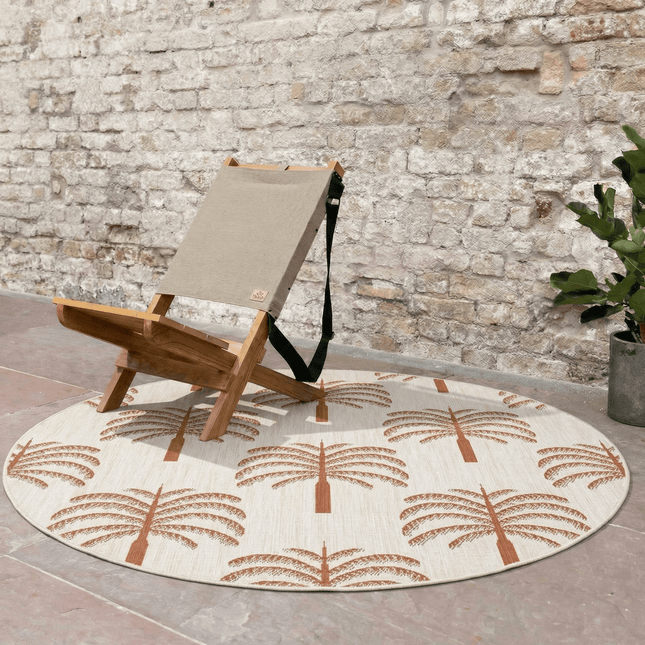 Buitenkleden - Rond buitenkleed Oase roest - Interieur05 - Vloerkledenloods